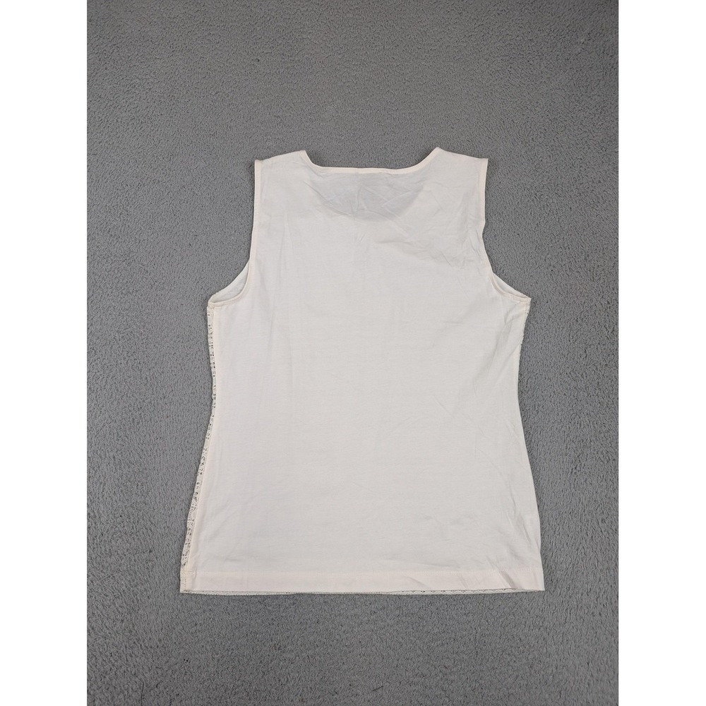 Ann Taylor Tank Top Womens Medium Petite Ivory Lace Overlay Lined Sleeveless‎ - Picture 7 of 10